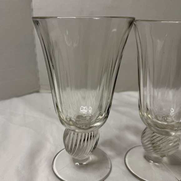 6 Fostoria Captiva 7" Water Glasses Clear Shell Design Base Coastal Dinner Serve - Picture 3 of 8